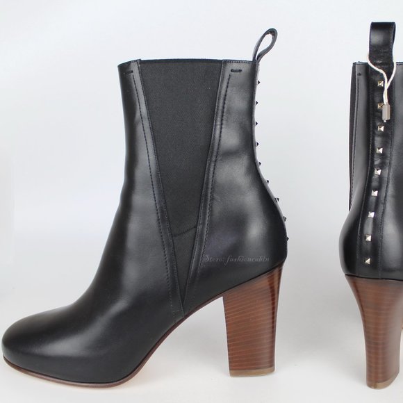 NEW VALENTINO GARAVANI Rockstud Leather Boots - Picture 1 of 16